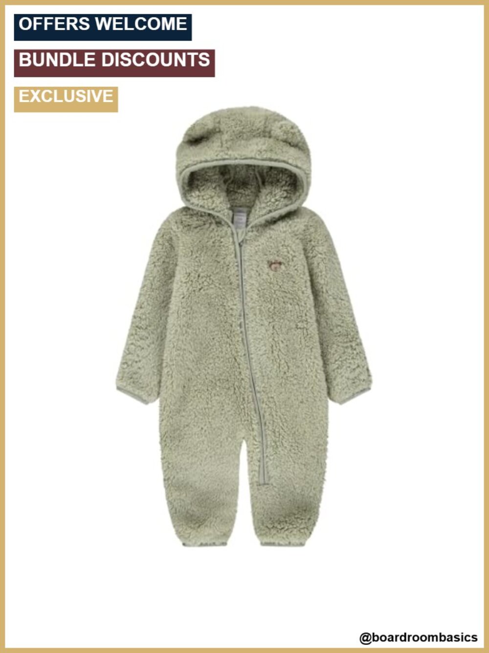 Sherpa Coverall Baby Snow Suit Hooded Long Sleeve Mitten Cuff